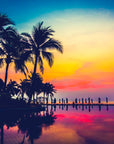 papier peint tropical – palmiers et coucher de soleil