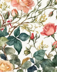 Floral Wallpaper - Delicate Roses on White Background