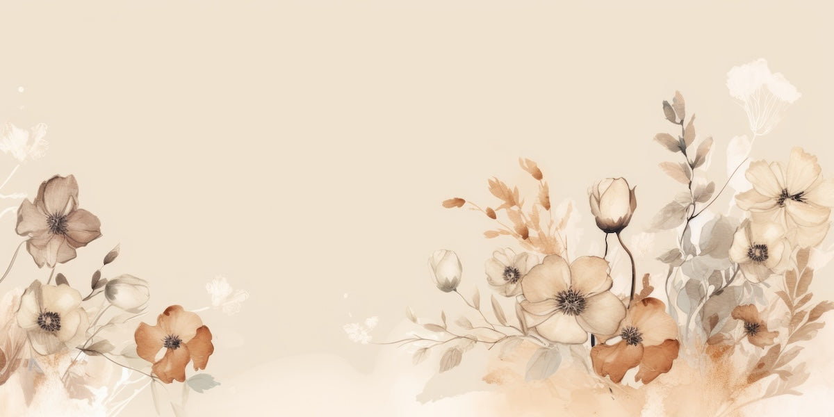 Papier peint fleuri - fleurs sépia bohème