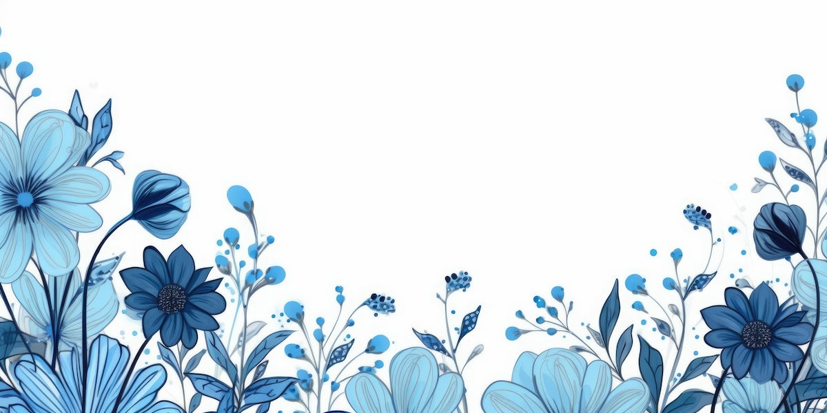 Papier peint fleuri - panoramique fleurs bleues