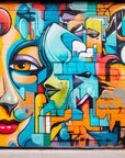 Papier peint graffiti - visages abstraits colorés style street art