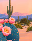 Papier peint déserts - cactus au coucher du soleil