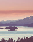 Landscape wallpaper – pastel lake and mountains