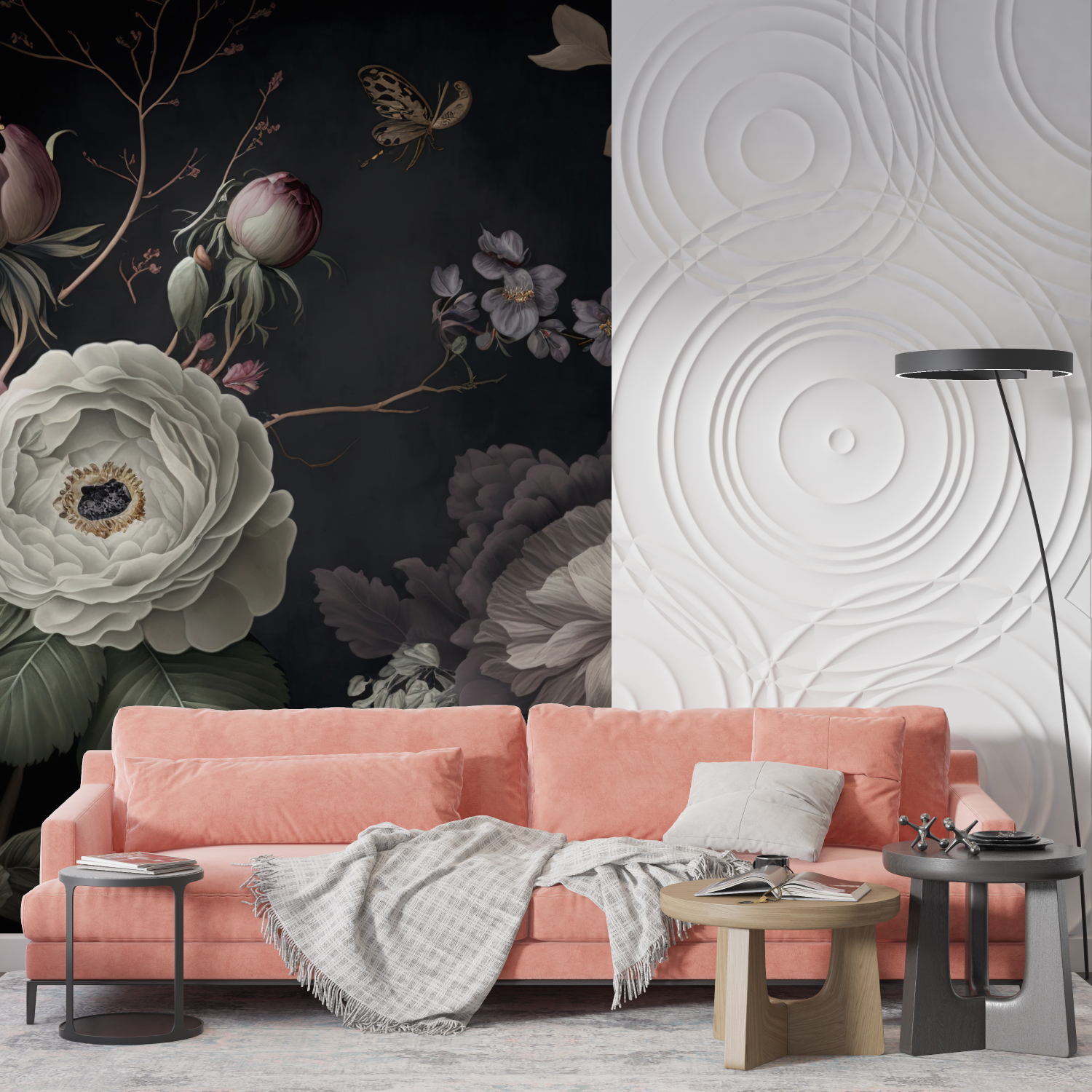 Floral Wallpaper - Old Roses in Sepia