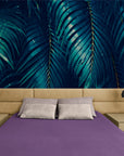Foliage Wallpaper - Tropical Leaves in Midnight Blue