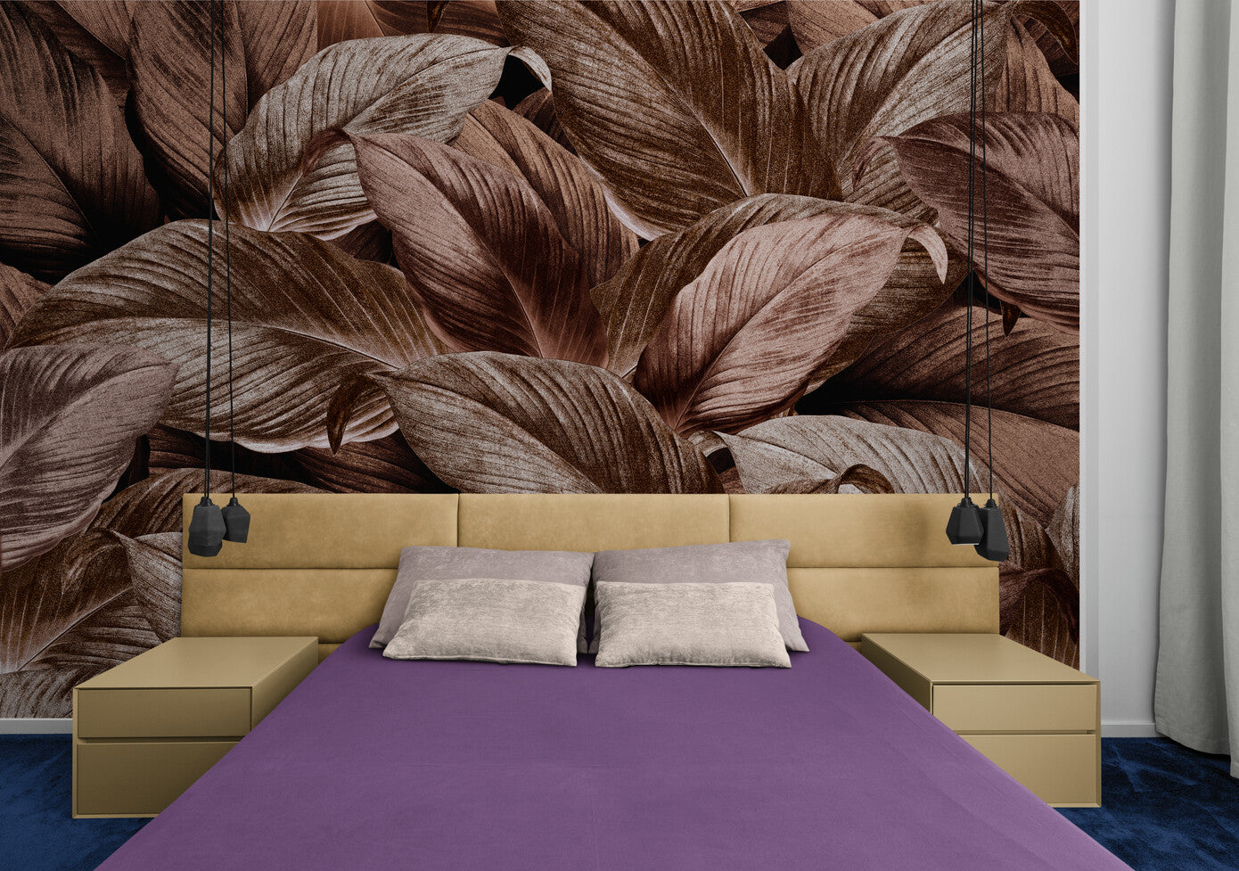 Foliage Wallpaper - Vintage Foliage in Brown Gradient