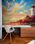 Papier Peint Enfant - Phare Au Coucher De Soleil