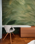 Foliage Wallpaper - Delicate Feathers in Pastel Green