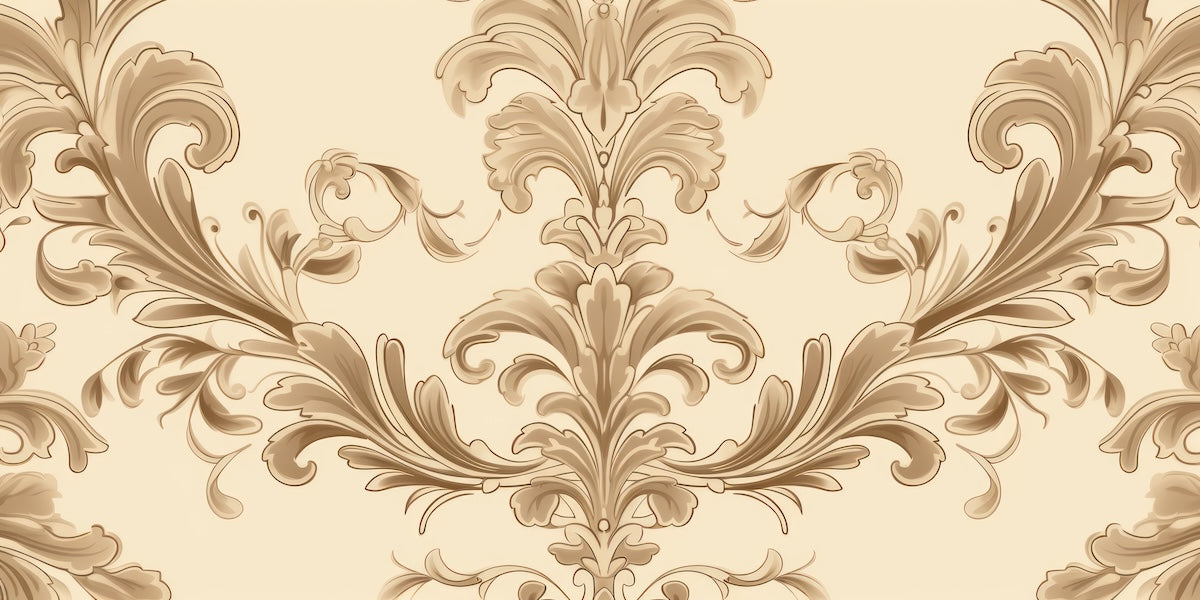 Papier peint baroque - damas classique beige et crème