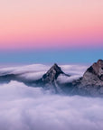 Papier Peint Paysage - Montagnes Et Ciel Rose