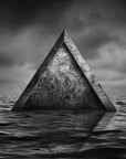 Nature wallpaper - abstract pyramid on a dark sea