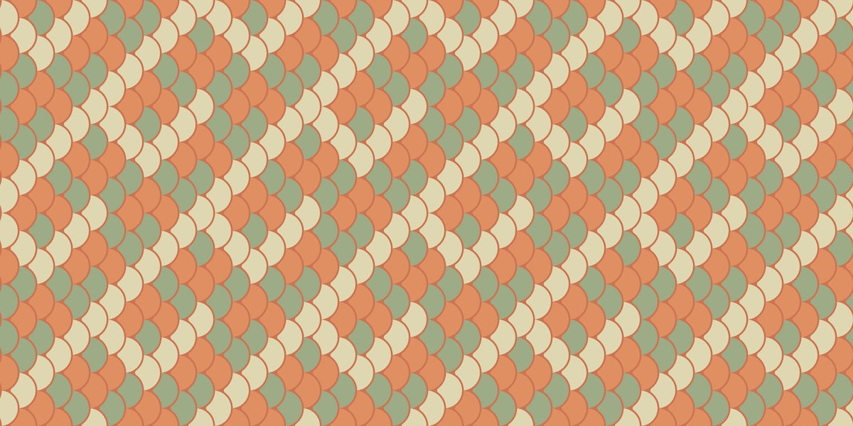 Papier peint rétro - losanges géométriques orange et beige