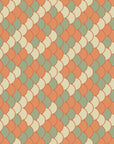 Papier peint rétro - losanges géométriques orange et beige
