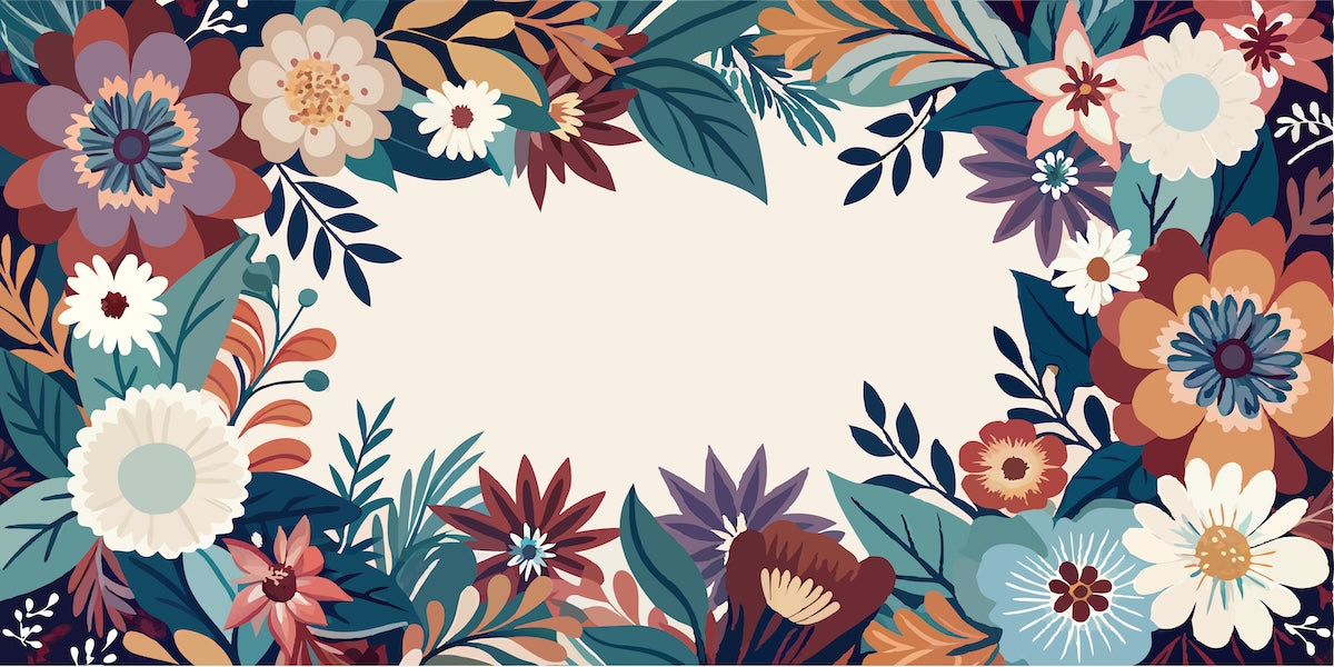 Papier peint fleuri - cadre sauvage bohème