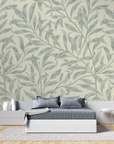 Papier Peint Vintage - Rameaux Délicats Beige et Vert