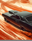 Papier peint voitures - coupé sport noir sur piste orange