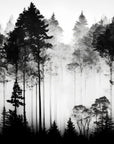 Black and White Wallpaper - Forest in Misty
