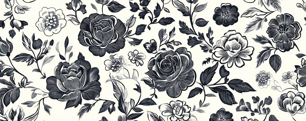 Papier peint fleuri - tapisserie roses sombres