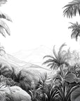 Papier Peint Tropical - Plantes Exotiques Noir Et Blanc
