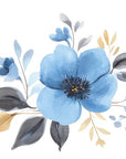 Papier peint fleuri - frise aquarelle bleue