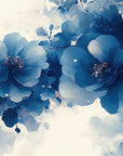 Papier peint fleuri - pivoines azur d'antan