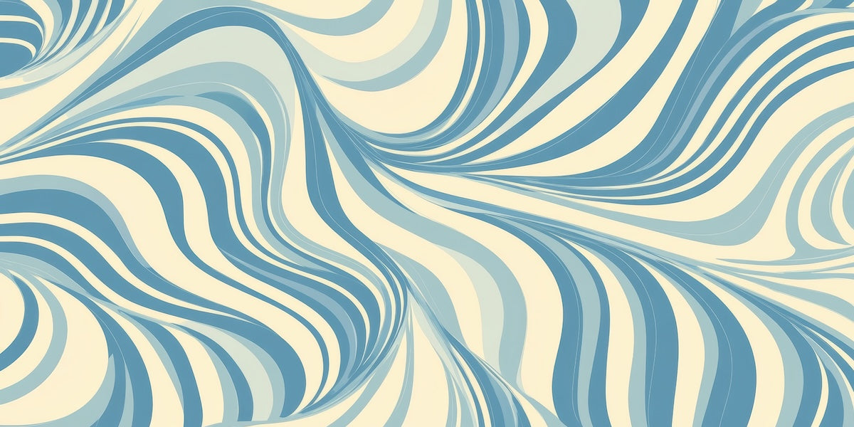 Papier peint rétro - vagues abstraites bleu et crème