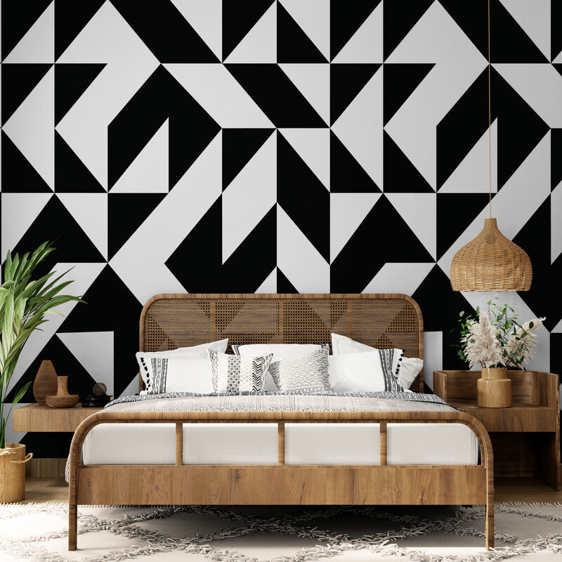 Geometric Wallpaper - Black and White Abstraction