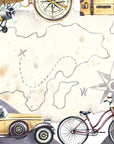 Papier peint enfants - vélos d'époque et cartes anciennes