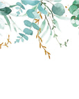 Papier peint fleuri - feuillage eucalyptus doré