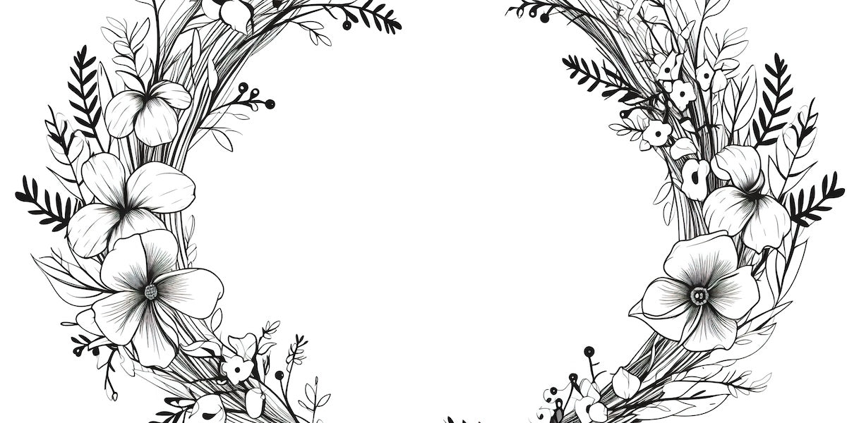 Papier peint fleuri - couronne sauvage noire
