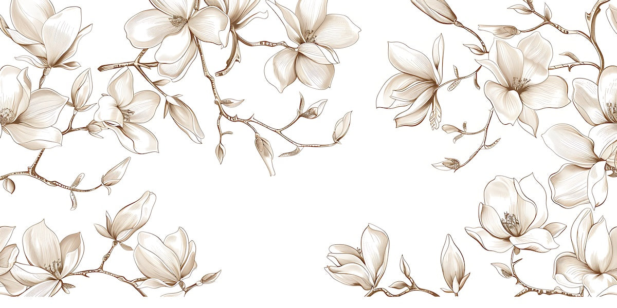Papier peint fleuri - cerisier japonais minimaliste