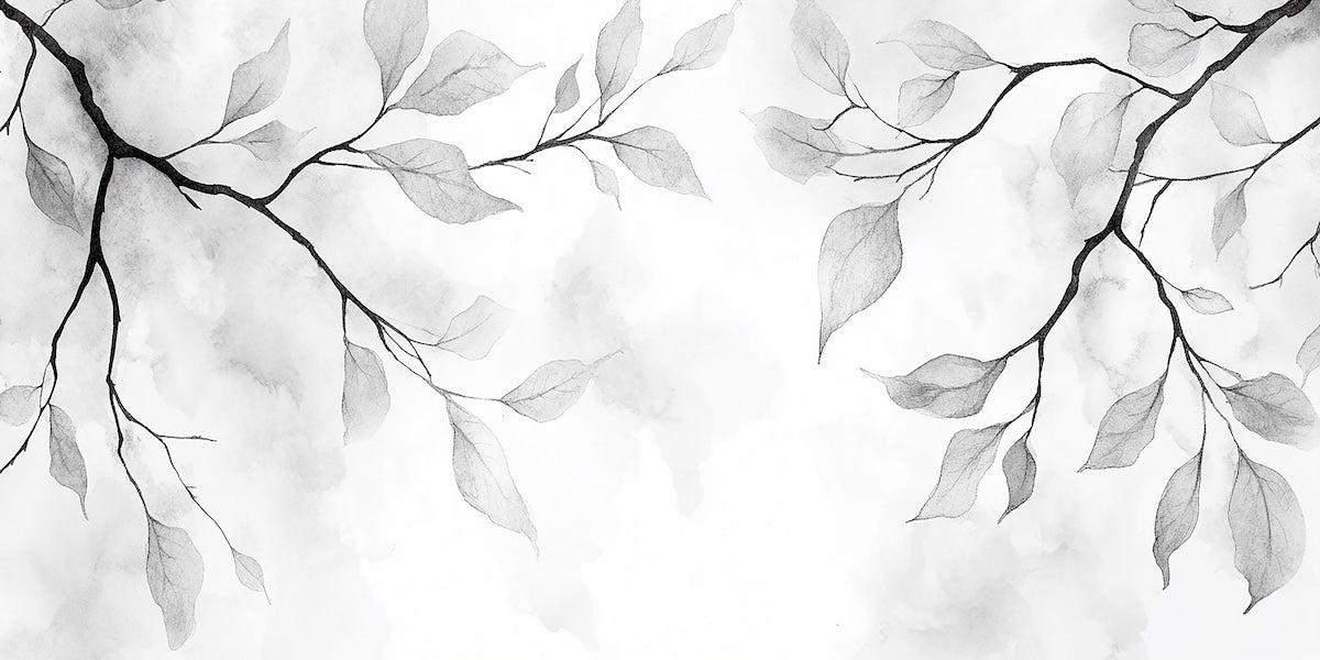 Papier peint nature - fines branches d'arbres monochromes