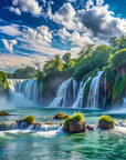 Papier peint cascades - lagon aux chutes vertes