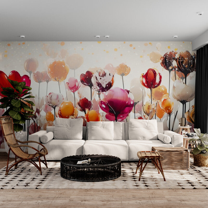 Floral Wallpaper - Colorful Glass Tulips