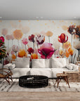 Papier Peint Floral - Tulipes de Verre Colorées