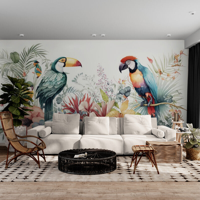 Animal Wallpaper - Delicately Painted Parrots