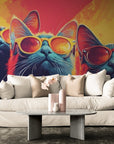 Papier Peint Rétro - Gang De Chats