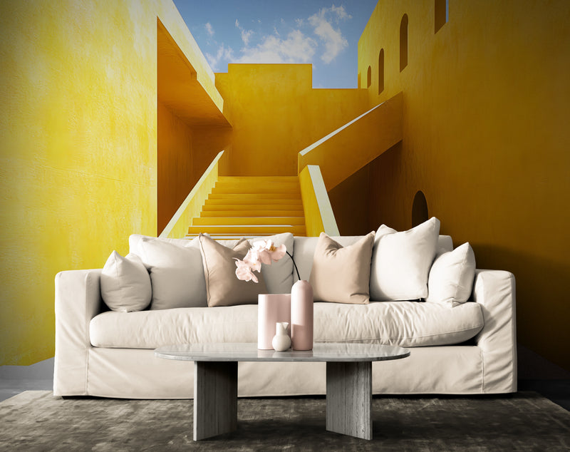 Papier Peint Minimaliste - architecture Jaune