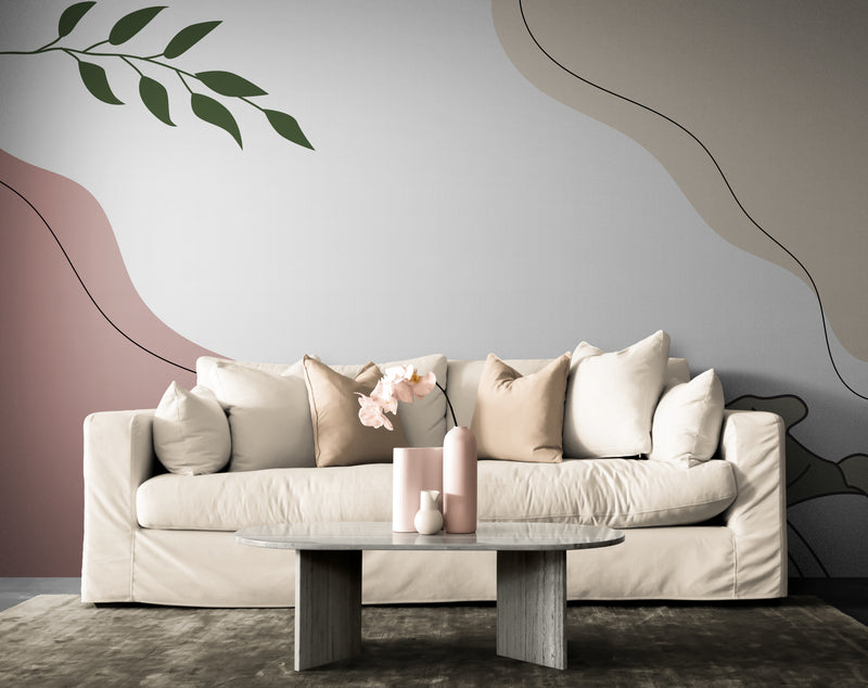 Papier Peint Minimaliste - Touches végétales