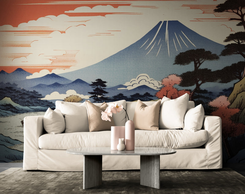 Papier Peint Japonais - Montagnes En Automne