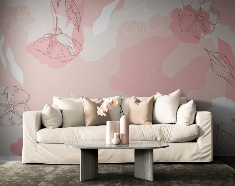 Floral Wallpaper - Delicate Pink