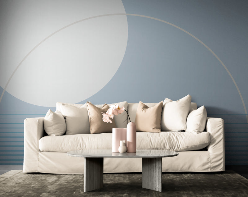 Papier Peint Minimaliste - Géométrique Bleu