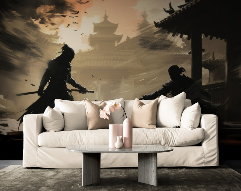 Papier Peint Japonais - Samouraïs En Combat