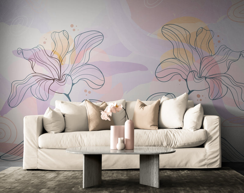 Papier Peint Abstrait - Fleurs et Motifs Artistiques