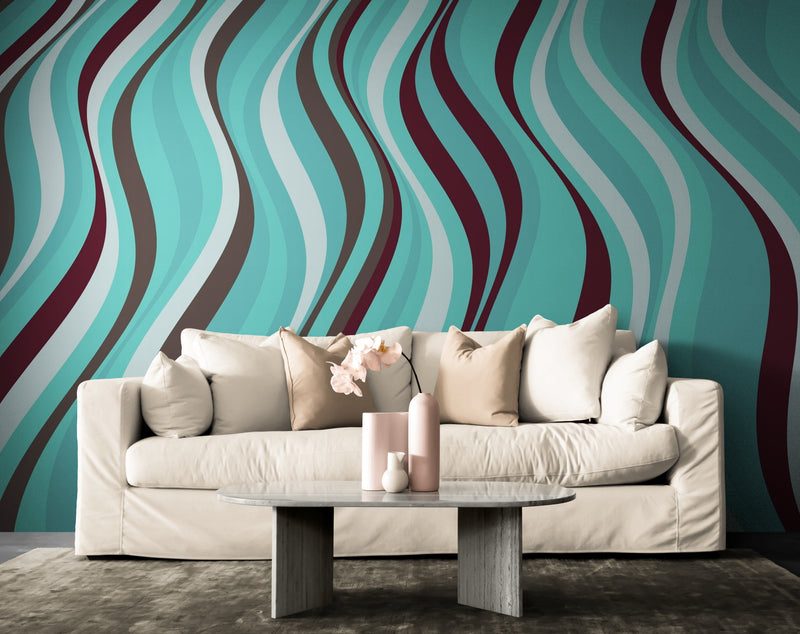 Papier Peint Art & Déco - Vagues Turquoise