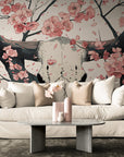 Papier Peint Japonais - Crane Et Cerisier