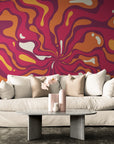 Papier Peint Abstrait - Hypnotique rouge et rose
