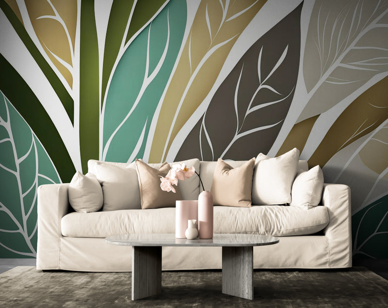 Papier Peint Moderne - Feuilles Tropicales Design