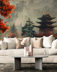 Papier Peint Japonais - Temple Et Montagne