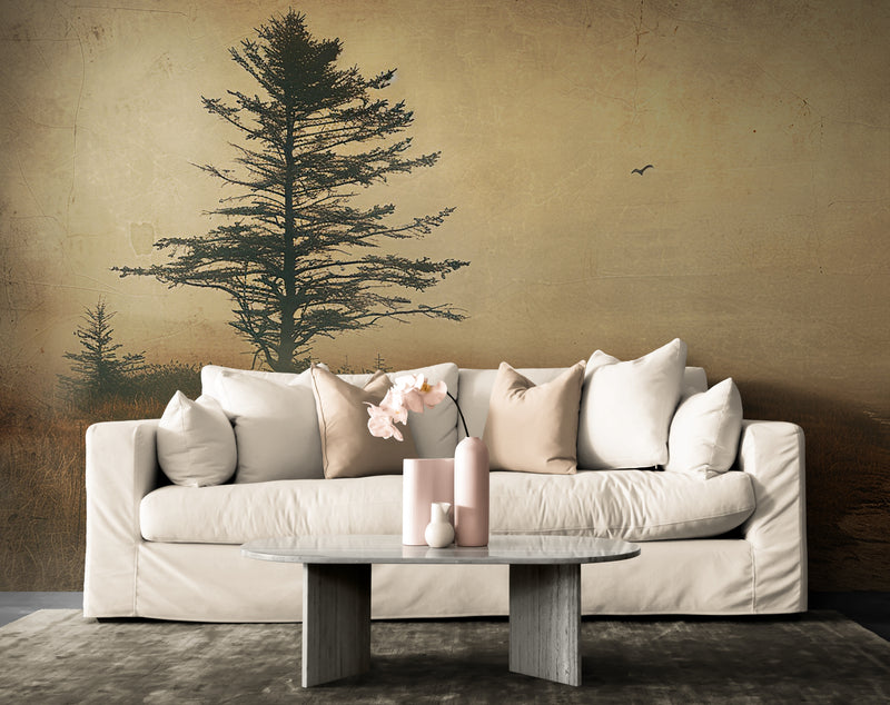 Papier Peint Paysage - Sapin Dans La Brume